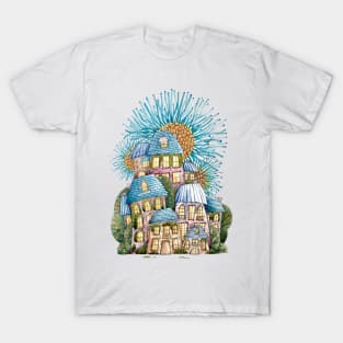 Whimsical Houses Abstract T-Shirt